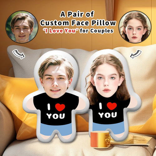 A customised ‘I Love You’ portrait couple's printed home cushion, seat cushion, or pillow – Valentine's Day gift