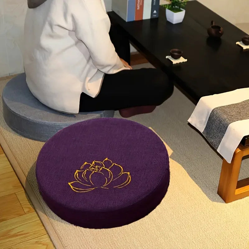 40X6CM Yoga Meditation Linen Cushion Hard Lotus Texture Meditation Cushion Backrest Pillow Tatami Mat Removable Washable