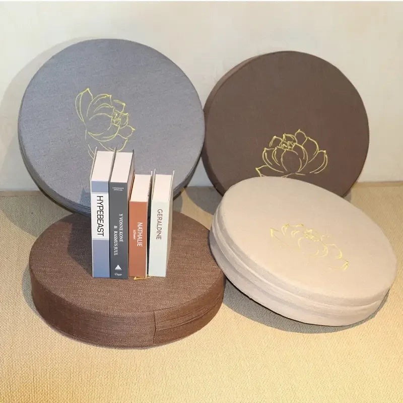 40X6CM Yoga Meditation Linen Cushion Hard Lotus Texture Meditation Cushion Backrest Pillow Tatami Mat Removable Washable