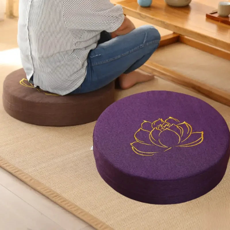 40X6CM Yoga Meditation Linen Cushion Hard Lotus Texture Meditation Cushion Backrest Pillow Tatami Mat Removable Washable